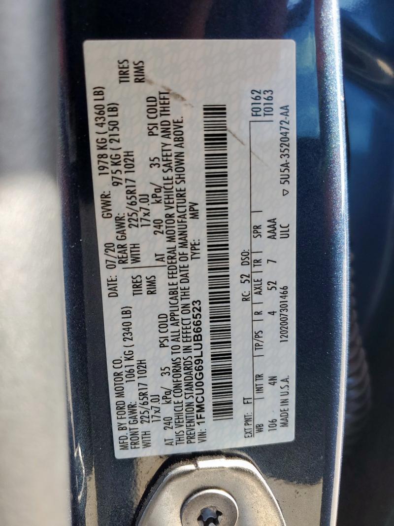 2020 FORD ESCAPE SE - 1FMCU0G69LUB66523
