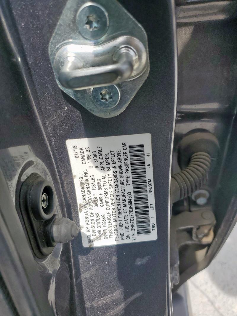 2018 HONDA CIVIC EX - 2HGFC2F70JH584500