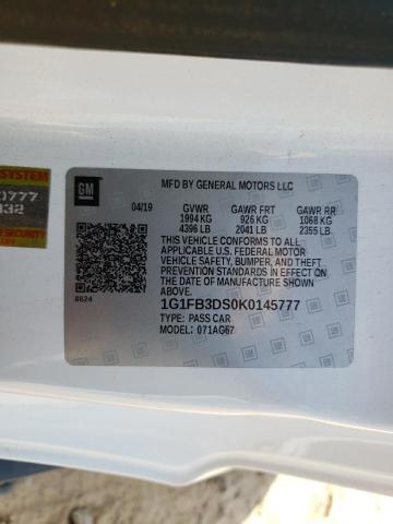 2019 CHEVROLET CAMARO LS - 1G1FB3DS0K0145777