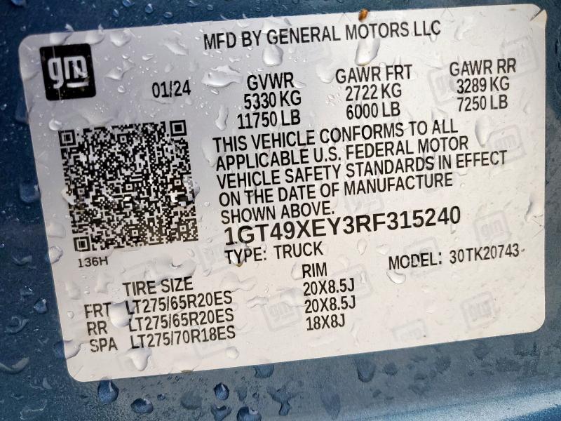 2024 GMC SIERRA K25 - 1GT49XEY3RF315240