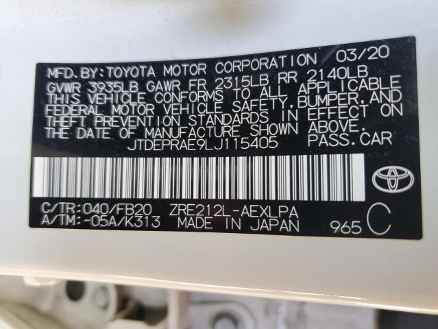 2020 TOYOTA COROLLA LE - JTDEPRAE9LJ115405