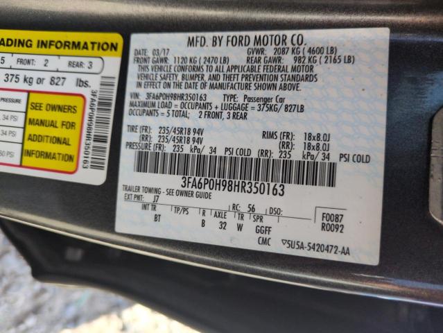 2017 FORD FUSION SE - 3FA6P0H98HR350163