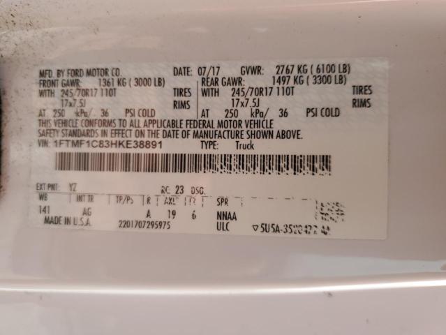 2017 FORD F150 - 1FTMF1C83HKE38891