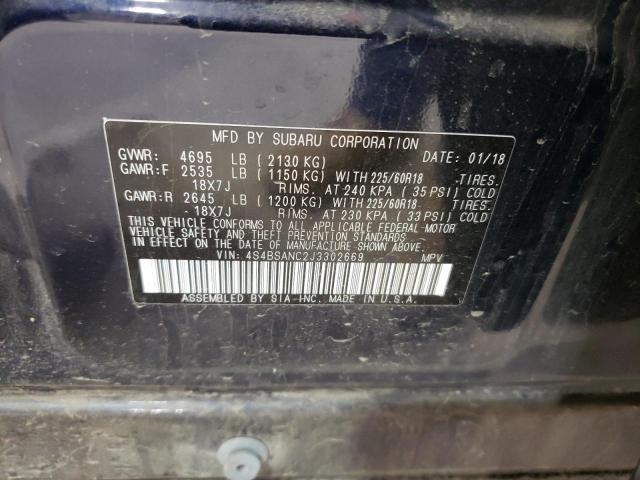 2018 SUBARU OUTBACK 2. 4S4BSANC2J3302669