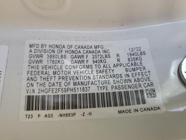 2023 HONDA CIVIC SPOR - 2HGFE2F59PH511837
