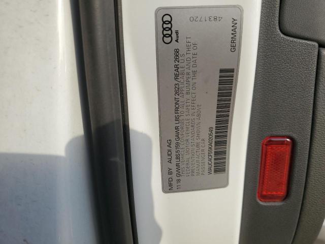 2019 AUDI S5 PRESTIG WAUC4CF55KA020549