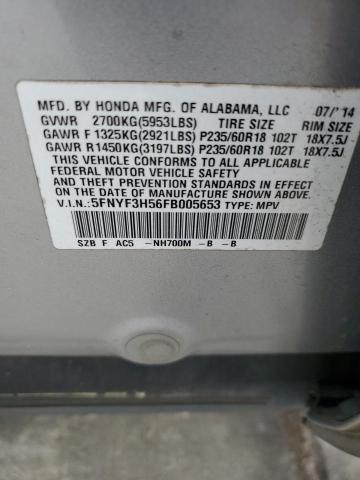 2015 HONDA PILOT EXL - 5FNYF3H56FB005653