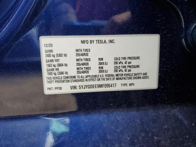 2021 TESLA MODEL Y - 5YJYGDEE9MF095417