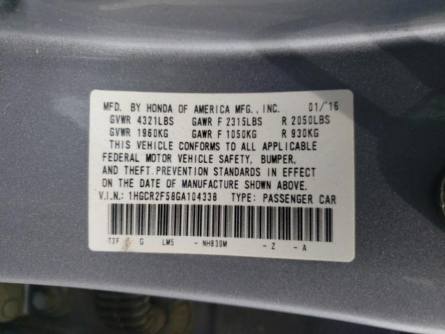 2016 HONDA ACCORD SPO - 1HGCR2F58GA104338
