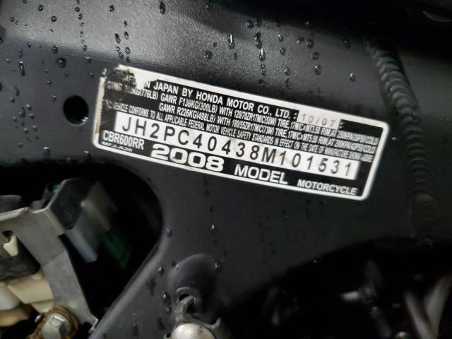 2008 HONDA CBR600 RR JH2PC40438M101531
