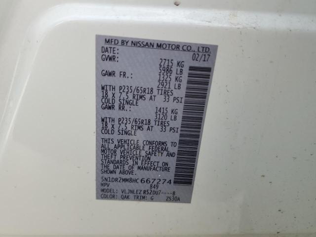2017 NISSAN PATHFINDER - 5N1DR2MM8HC667274