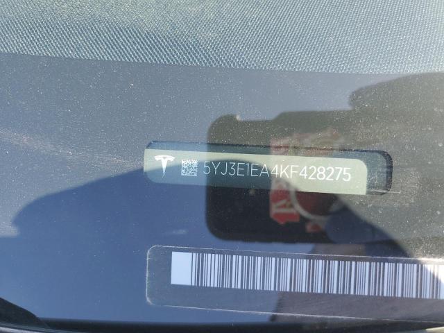 2019 TESLA MODEL 3 5YJ3E1EA4KF428275