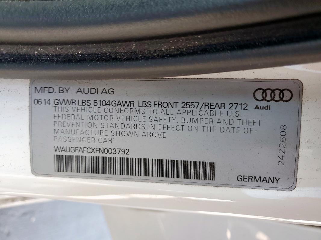 2015 AUDI A6 PREMIUM - WAUGFAFCXFN003792