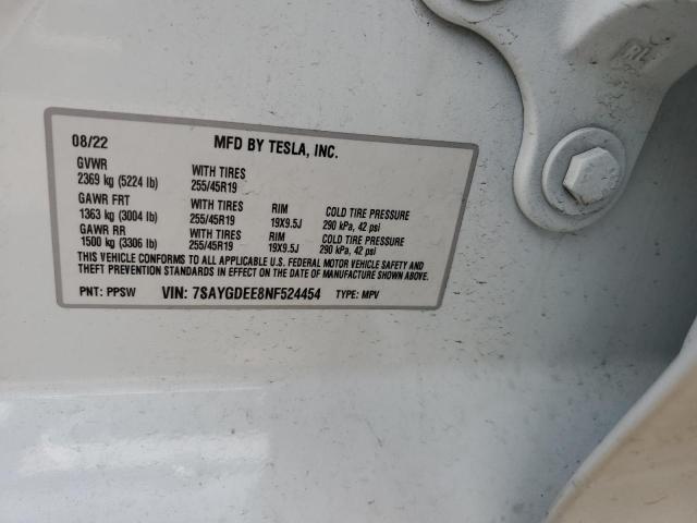 2022 TESLA MODEL Y - 7SAYGDEE8NF524454