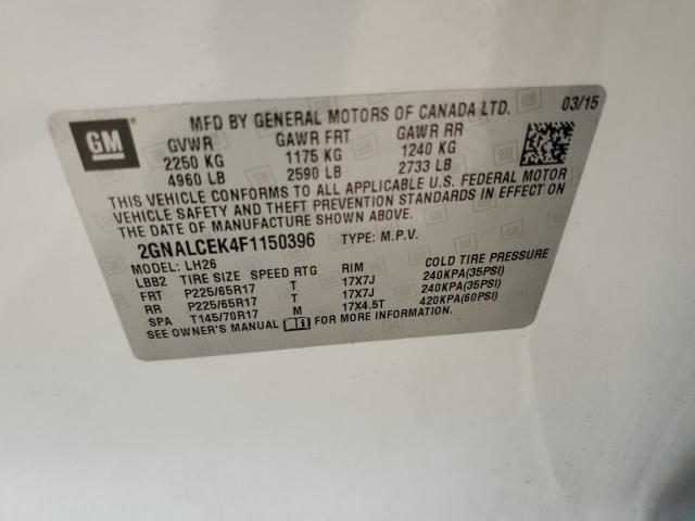 2015 CHEVROLET EQUINOX LT - 2GNALCEK4F1150396
