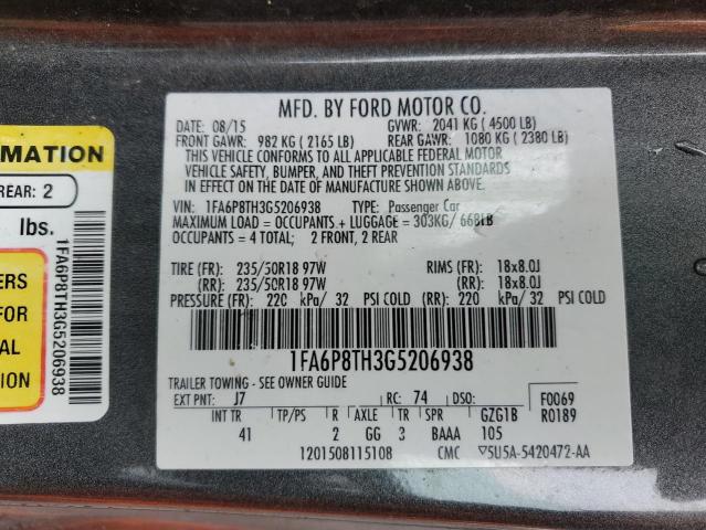 2016 FORD MUSTANG - 1FA6P8TH3G5206938