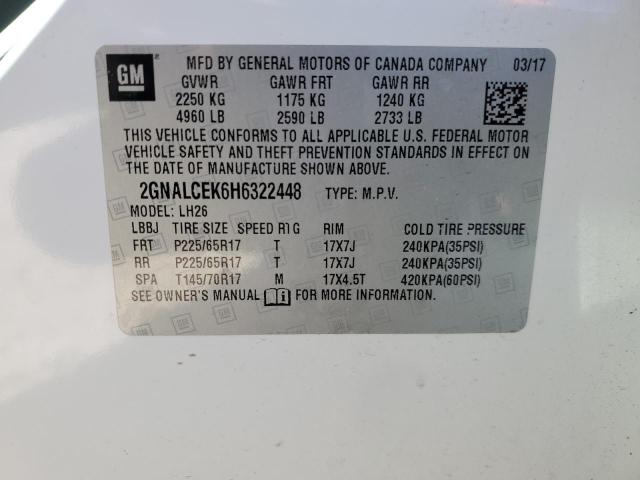 2017 CHEVROLET EQUINOX LT - 2GNALCEK6H6322448