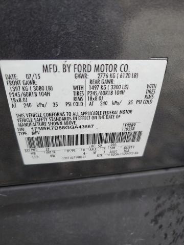 2016 FORD EXPLORER X - 1FM5K7D88GGA43667