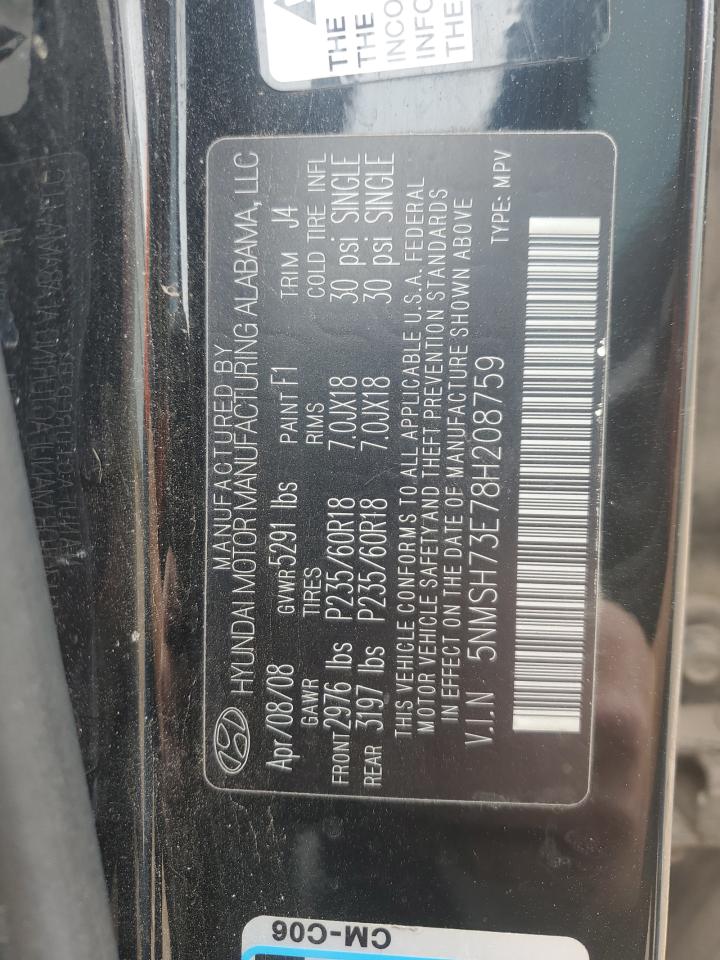 Lot #3298162285 2008 HYUNDAI SANTA FE S