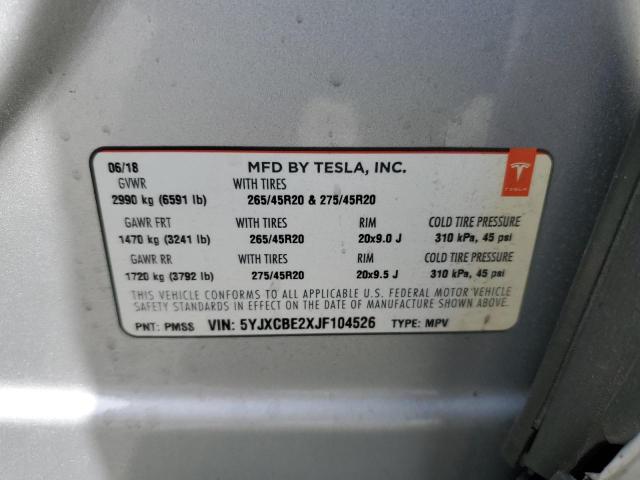 2018 TESLA MODEL X 5YJXCBE2XJF104526