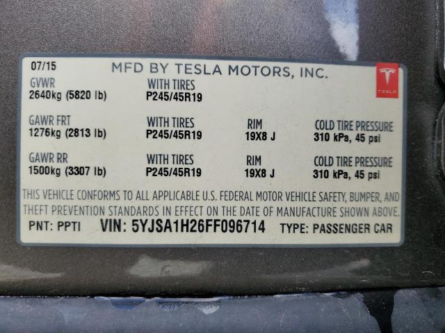 2015 TESLA MODEL S 85 5YJSA1H26FF096714