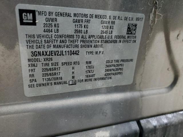 2018 CHEVROLET EQUINOX LT - 3GNAXJEV2JL110442