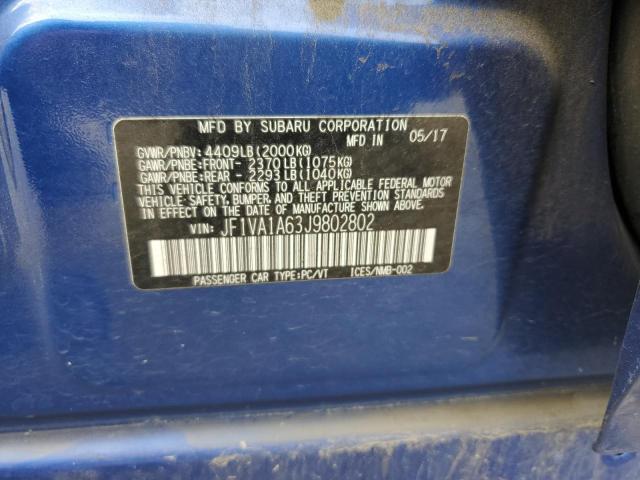 2018 SUBARU WRX JF1VA1A63J9802802