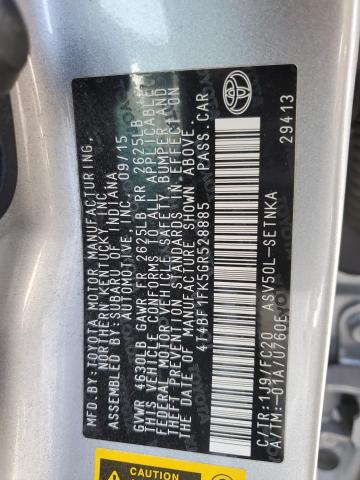 2016 TOYOTA CAMRY LE 4T4BF1FK5GR528885