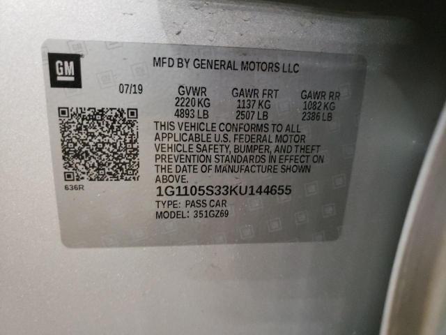 2019 CHEVROLET IMPALA PRE 1G1105S33KU144655
