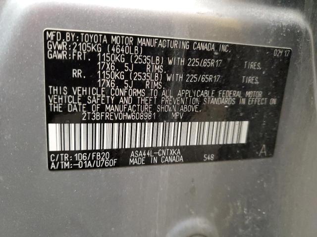 2017 TOYOTA RAV4 LE - 2T3BFREV0HW608981