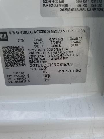 2022 GMC SIERRA K15 3GTUUDET9NG645703