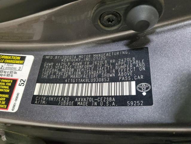 2020 TOYOTA CAMRY SE - 4T1G11AK8LU930853