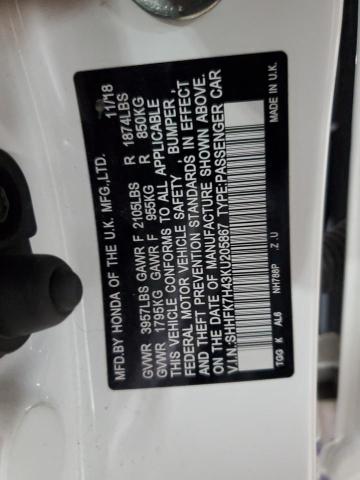 2019 HONDA CIVIC SPOR - SHHFK7H43KU205867