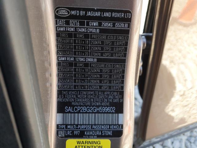2016 LAND ROVER DISCOVERY - SALCP2BG2GH599602