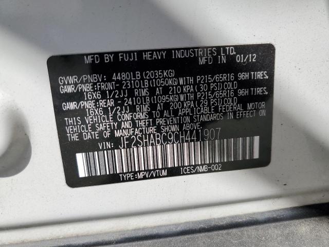 2012 SUBARU FORESTER 2 - JF2SHABC9CH441907
