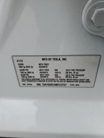 2022 TESLA MODEL Y - 7SAYGDEE4NF513757