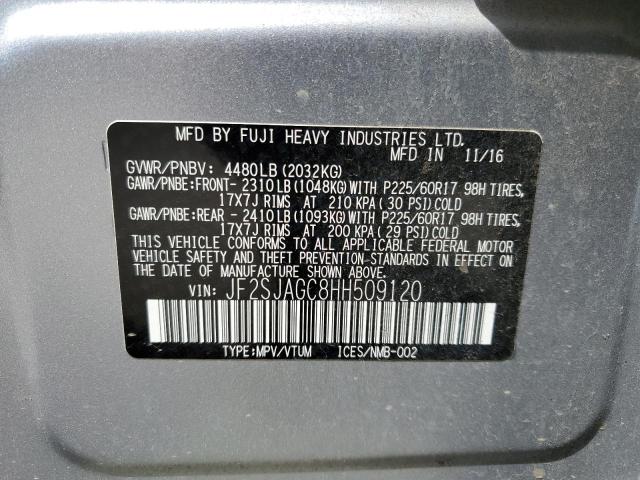 2017 SUBARU FORESTER 2 - JF2SJAGC8HH509120