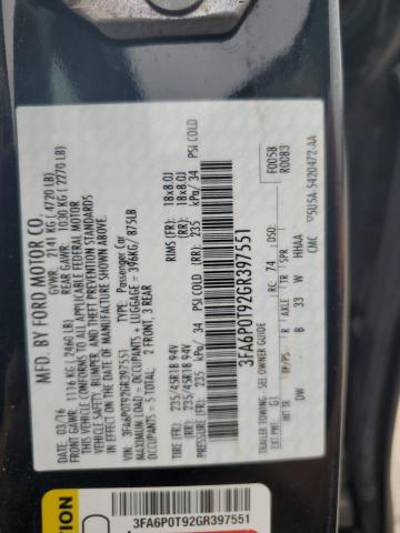 2016 FORD FUSION SE - 3FA6P0T92GR397551