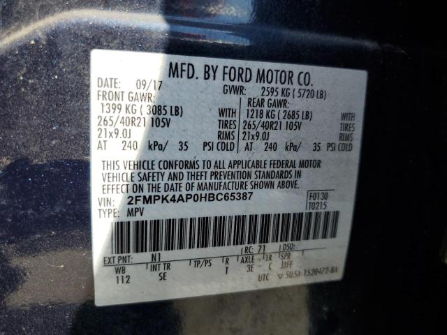 2017 FORD EDGE SPORT - 2FMPK4AP0HBC65387