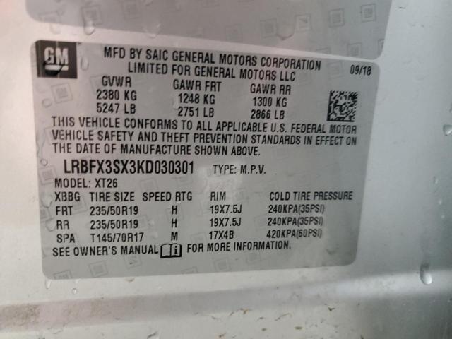 2019 BUICK ENVISION P - LRBFX3SX3KD030301