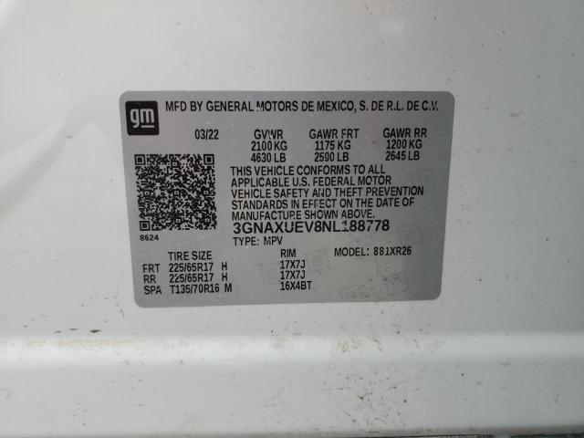 2022 CHEVROLET EQUINOX LT - 3GNAXUEV8NL188778