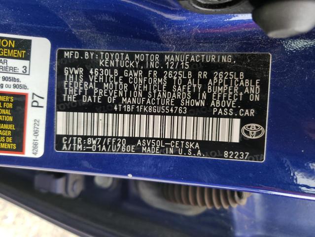 2016 TOYOTA CAMRY LE - 4T1BF1FK8GU554763
