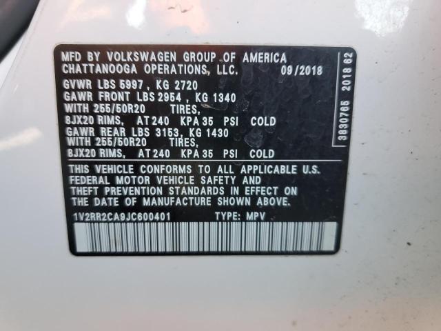 2018 VOLKSWAGEN ATLAS SEL - 1V2RR2CA9JC600401
