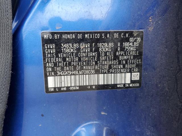 2020 HONDA FIT LX 3HGGK5H49LM708036