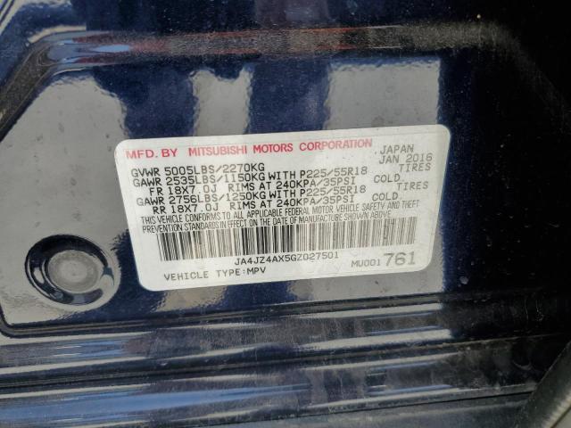 2016 MITSUBISHI OUTLANDER JA4JZ4AX5GZ027501