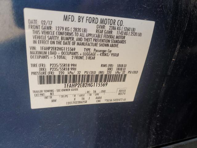 2017 FORD TAURUS SEL 1FAHP2E82HG115569