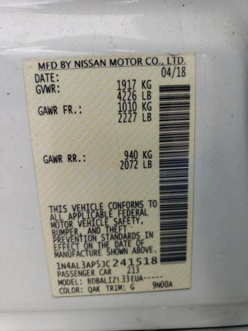 2018 NISSAN ALTIMA 2.5 - 1N4AL3AP5JC241518