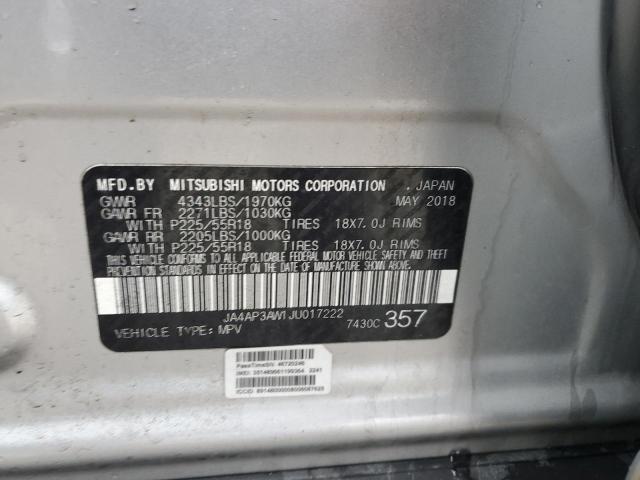 2018 MITSUBISHI OUTLANDER - JA4AP3AW1JU017222