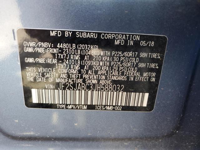 2018 SUBARU FORESTER 2 JF2SJABC3JH588032