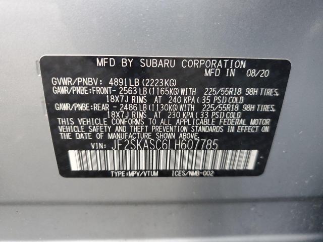 2020 SUBARU FORESTER L - JF2SKASC6LH607785